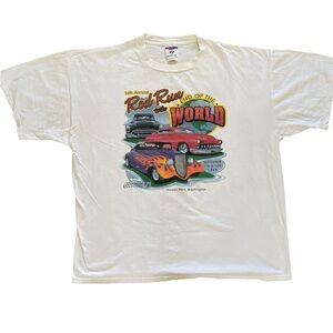 Jerzees Vintage 90s Hot Rod Car T-Shirt Ocean Park Washington Mens XL